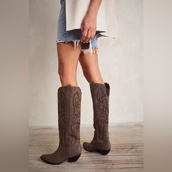 Jeffrey Campbell Finn Tall Western Boot, 8 Brown Leather - Picture 4 of 13